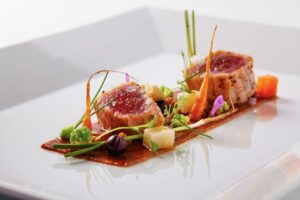 Thrive Foodie Yellow fin tuna with fresh vegetables and soya sauce